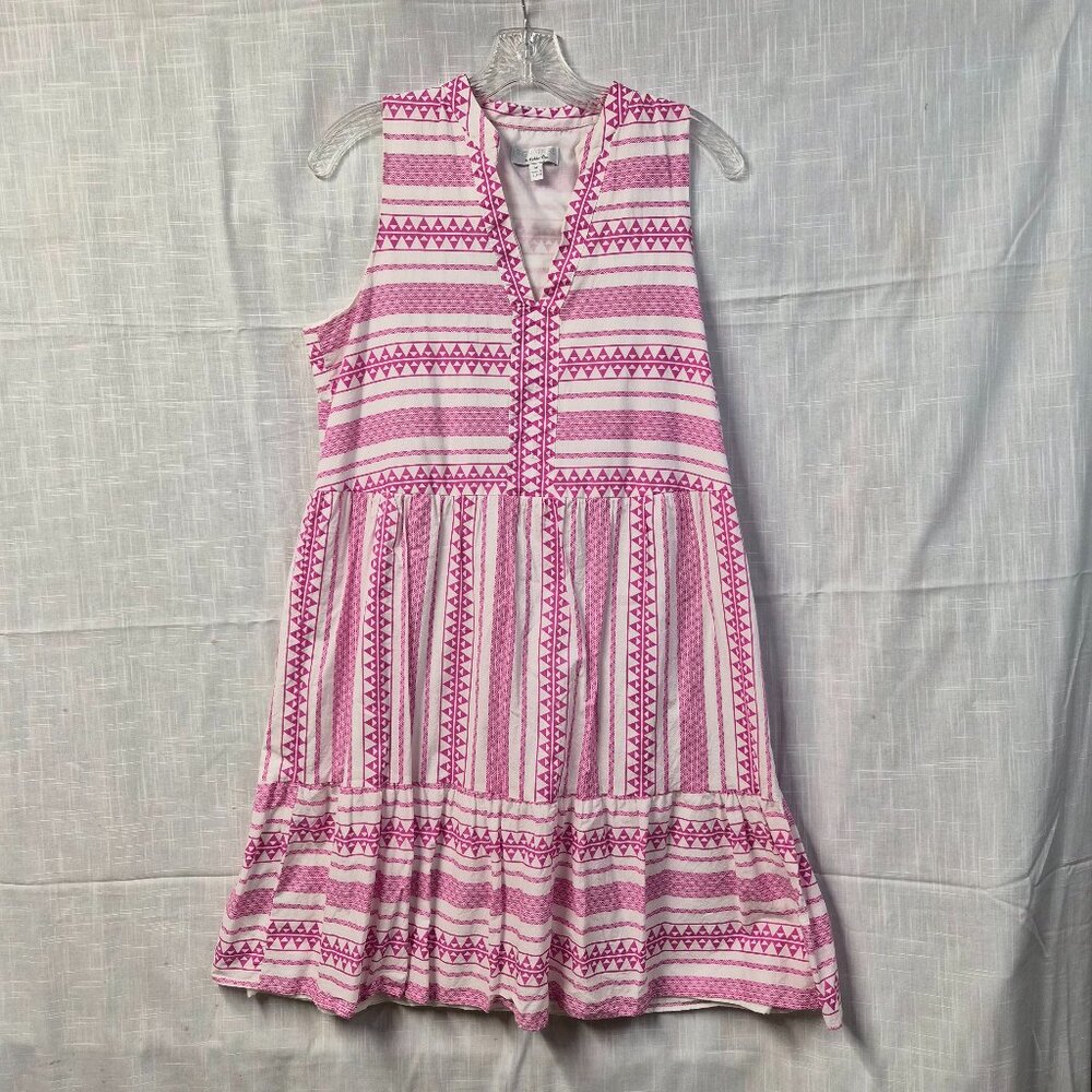 Signature by Robbie Bee Pink Geometric Sleeveless Dress Size M